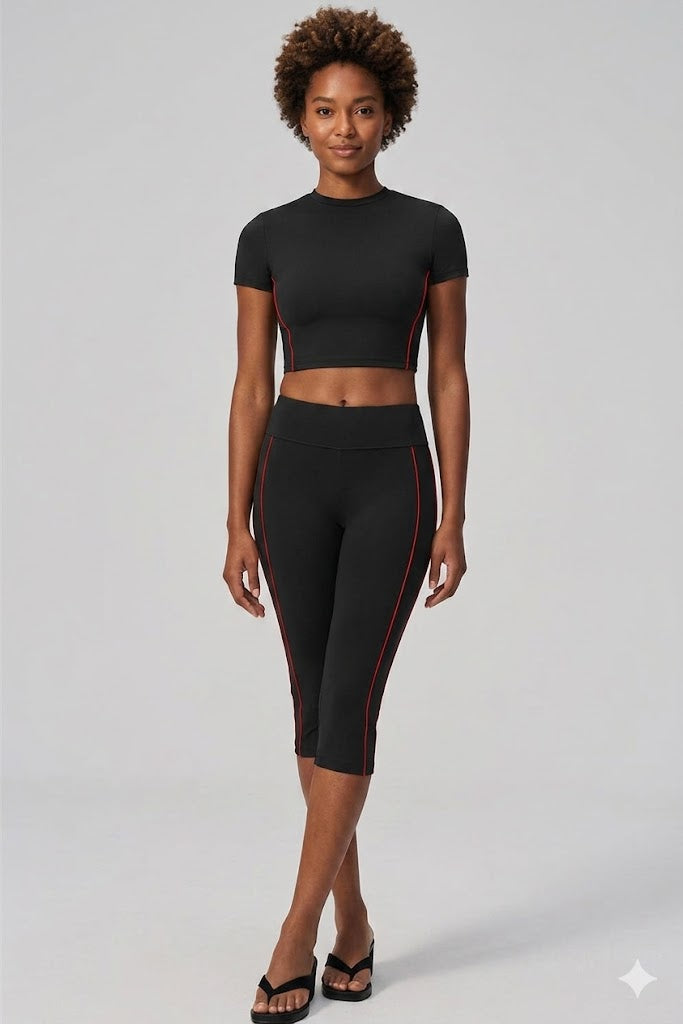 Contrast Capri Leggings Set