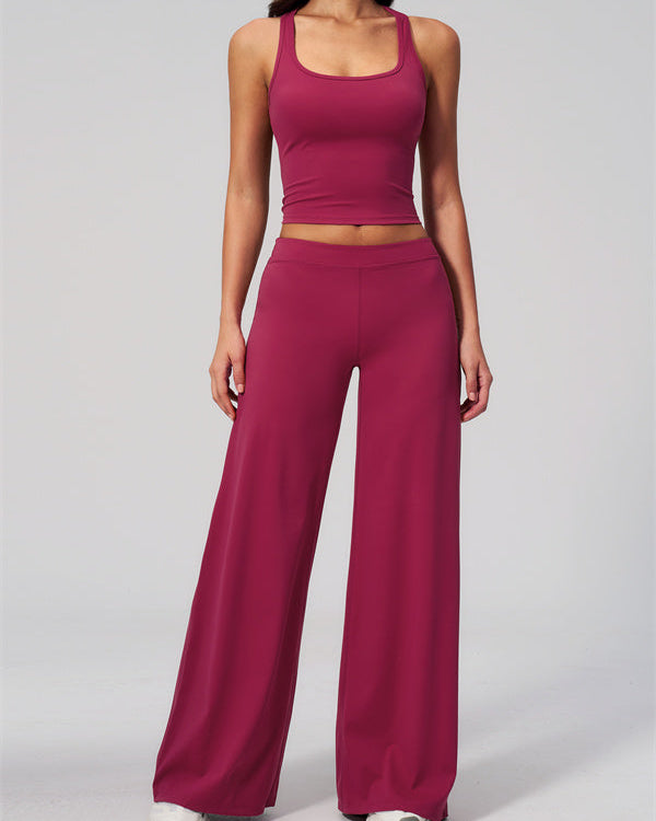 The Revive Crop Top Straight Leg Pants 2-Piece Set