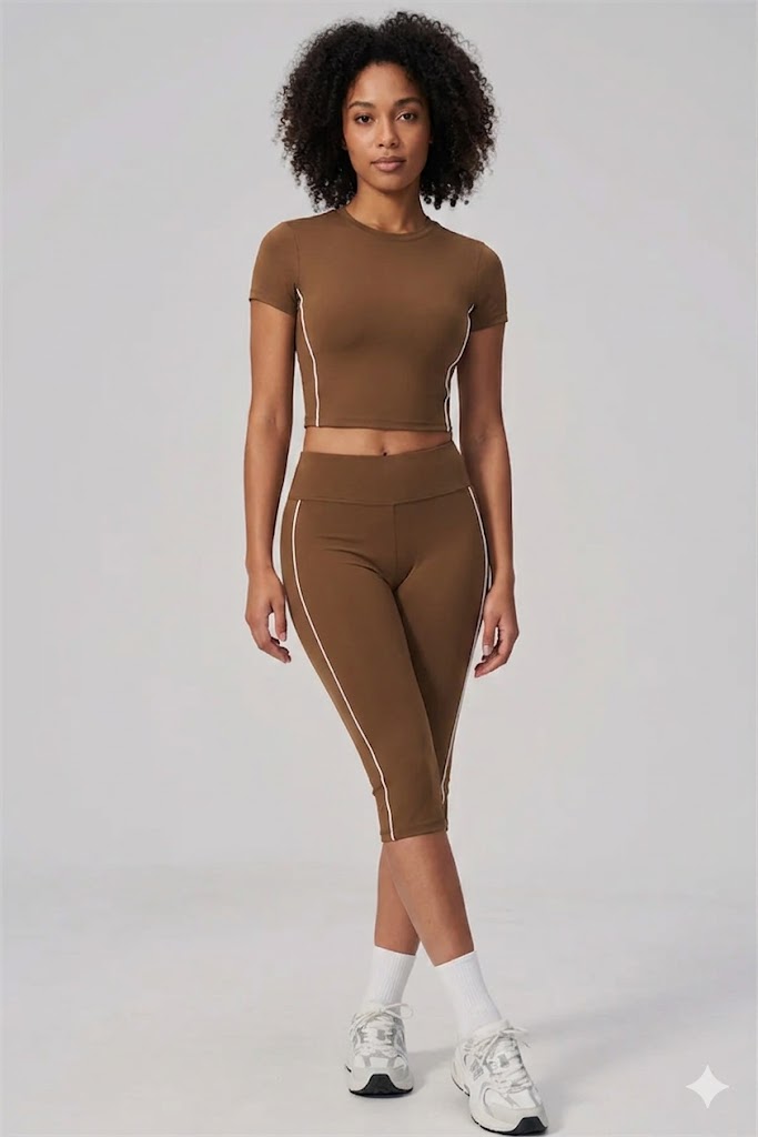 Contrast Capri Leggings Set