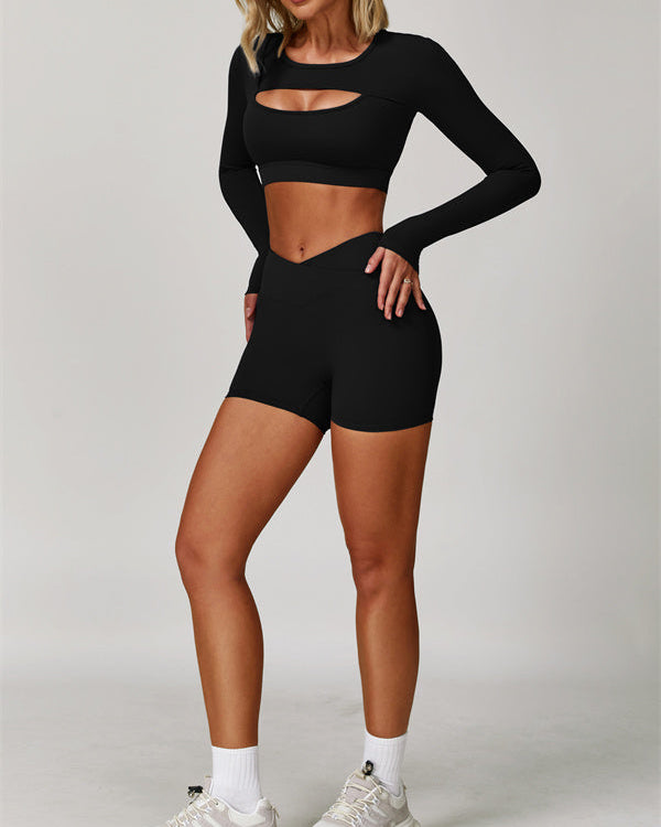 The Lavish Long Sleeve Cut-out Crop Top