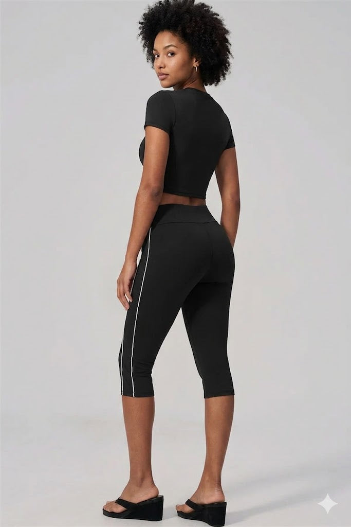 Contrast Capri Leggings Set