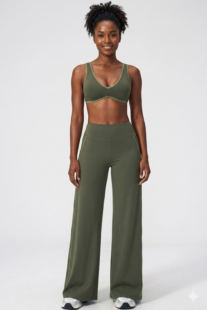 Sports Bra & Flare Pants Set
