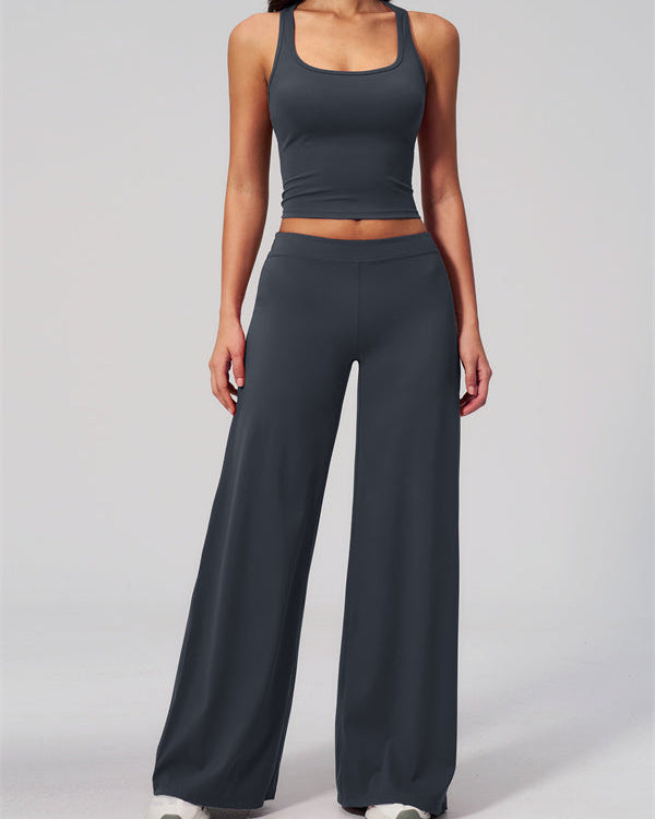 The Revive Crop Top Straight Leg Pants 2-Piece Set