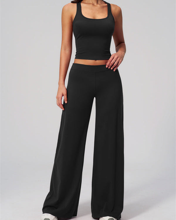 The Revive Crop Top Straight Leg Pants 2-Piece Set