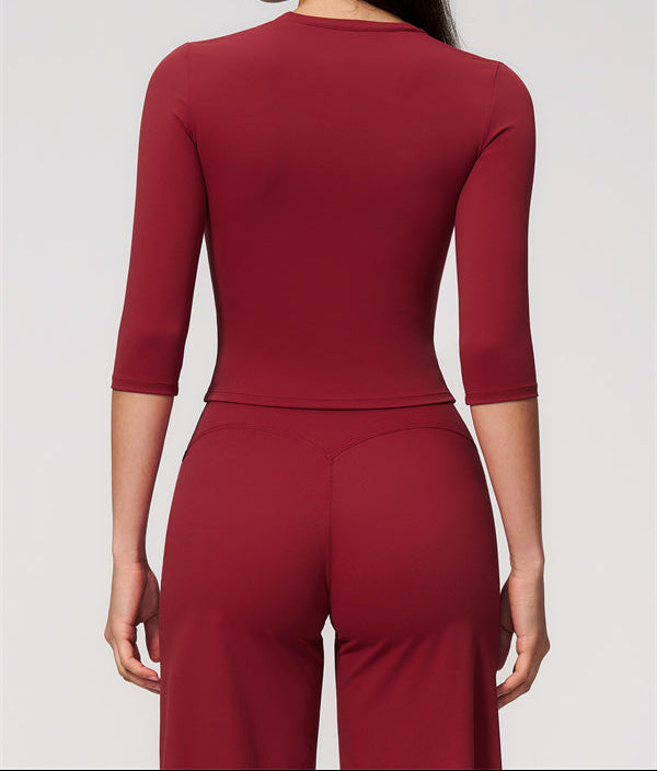 The Natalia Half-Sleeve Top Wide-Leg Crop 2-Piece Set