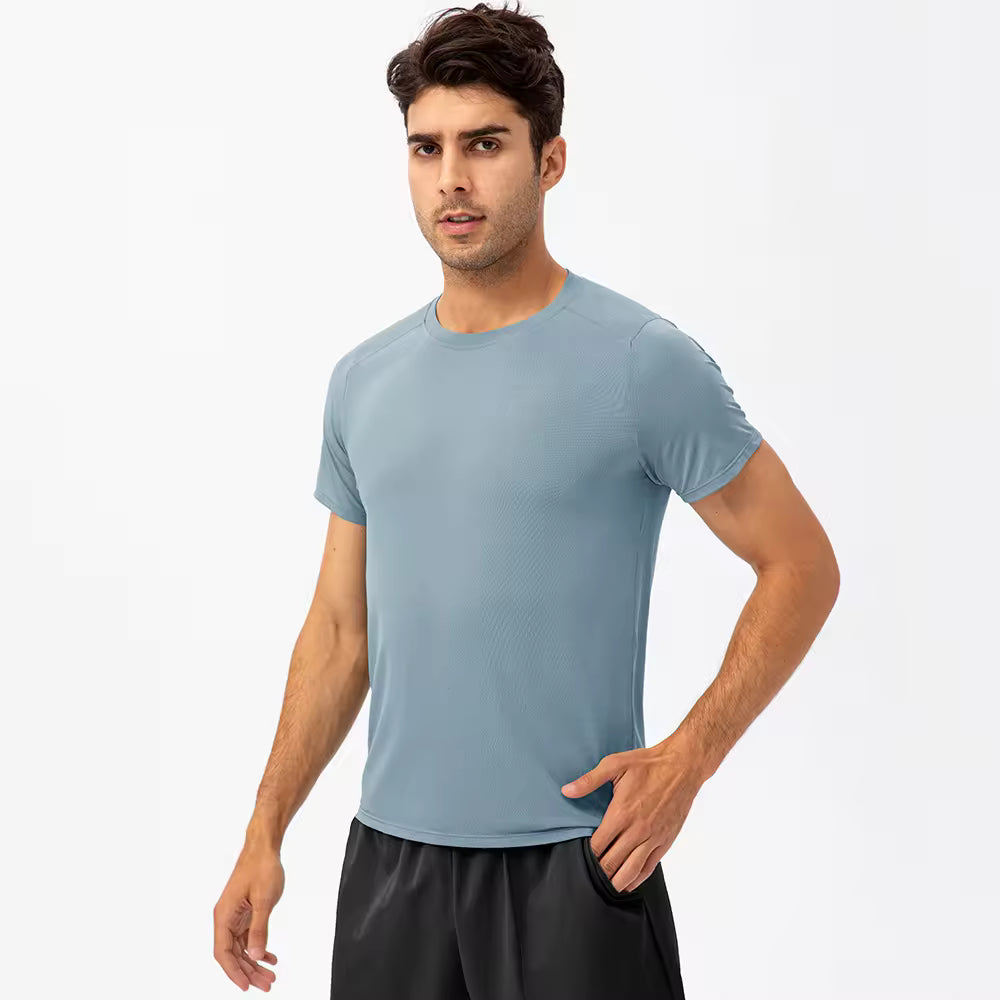 Men's Quick Dry Fitness Tees Bodybuilding Tops Muscle Fit Gym Train Compression Top Mens Skin Tight T-shirt