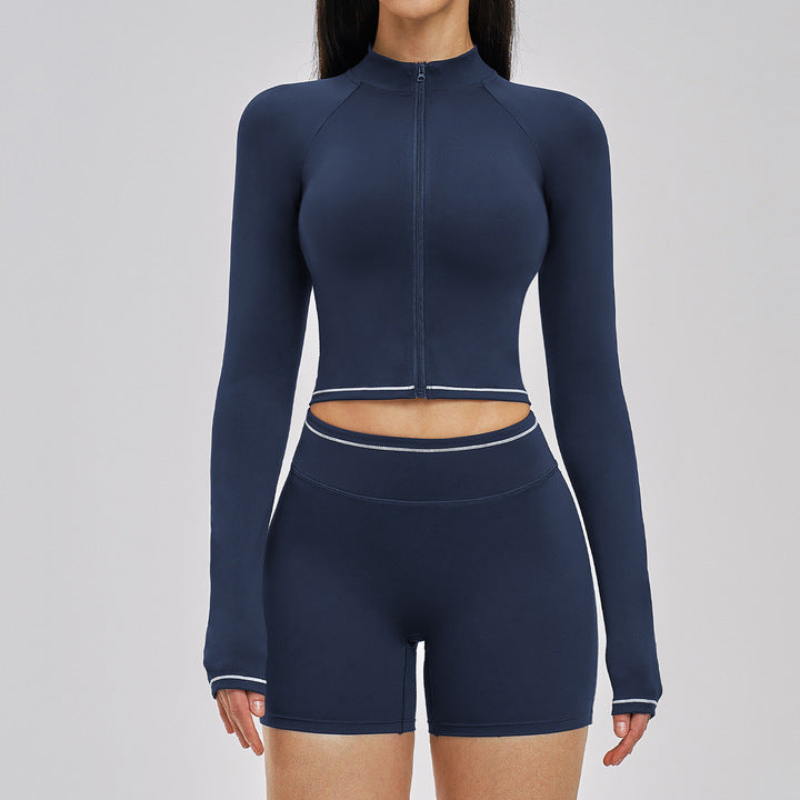 Joyyoung High Quality Solid Bra Legging Jacket Fitness Set Open Back High Waist Breathable Sports Suit Women Outdoor Running