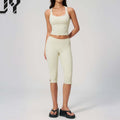 Hot-Selling Brushed Yoga Set Workout, and Casual Set for Women Outdoor Running Sports Tank Top + Capri-Length Pants Set