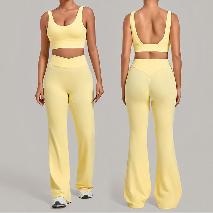 JY Summer Breathable Tight I-shaped Sports Gym tank Tops Workout Leggings with Pockets Sets Running Yoga Fitness Two-piece Set