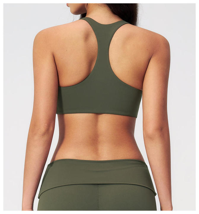 JY High-Elastic Padded Yoga Bra Bare-Sense Halter Neck Lightweight Spandex Crop Top Shockproof High-Intensity Yoga Vest Plus
