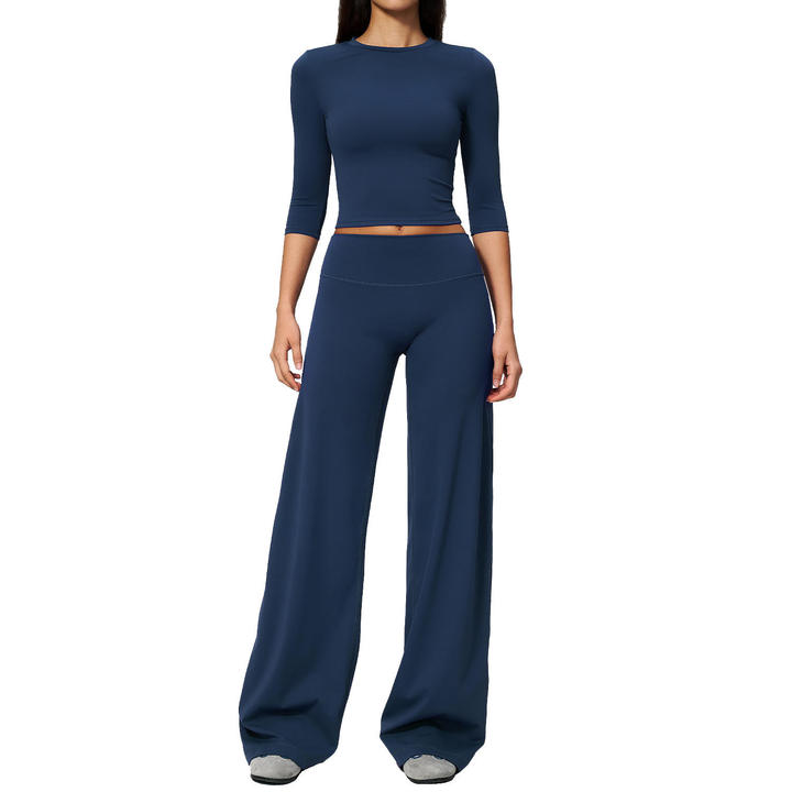 JY New Arrival High Waist Yoga Outfit Set Women High-Waisted Relaxing Yoga Set Fit Turned-Over Waist Sweat-Wicking Spandex/Nylon