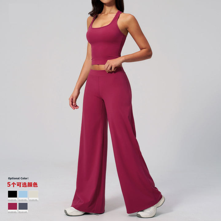 JY Wholesale Raceback tank & Wide Leg Pants Set Form-fitting Silhouette Ultra Soft & Buttery Smooth Perfect for Yoga/pilates/gym