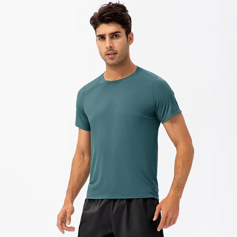 Men's Quick Dry Fitness Tees Bodybuilding Tops Muscle Fit Gym Train Compression Top Mens Skin Tight T-shirt