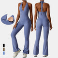 New Bodycon Workout Women Gym Jumpsuit Breathable One Piece Deep-v Neck Halter Straps Sport Jumpsuit for Pilates