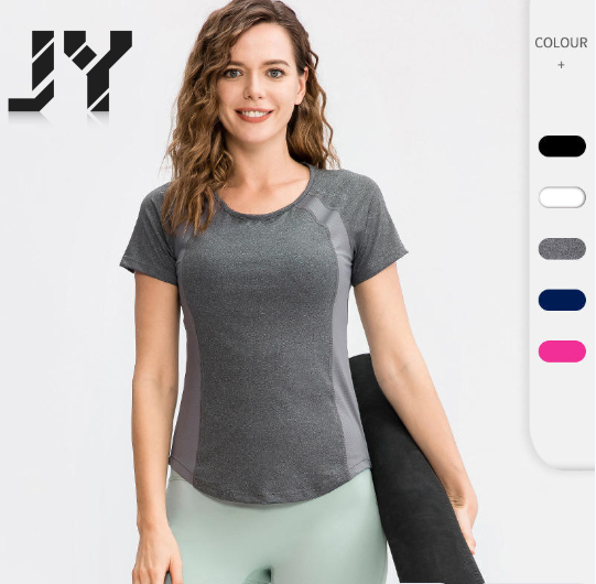JY Summer Hot Sale Custom Women Lightweight Quick Dry Short Sleeve Sports Shirt Breathable Mesh Design High Quality Regular Fit