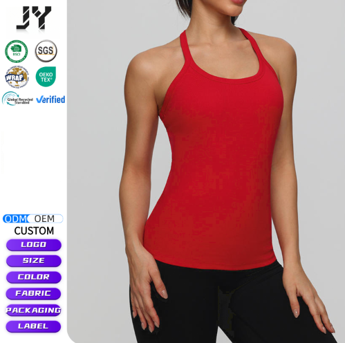 JY 2026 High Quality Ladies Fitness Sportswear with Four-Way Stretch Quick Dry Breathable Halter Workout Crop Top for Women