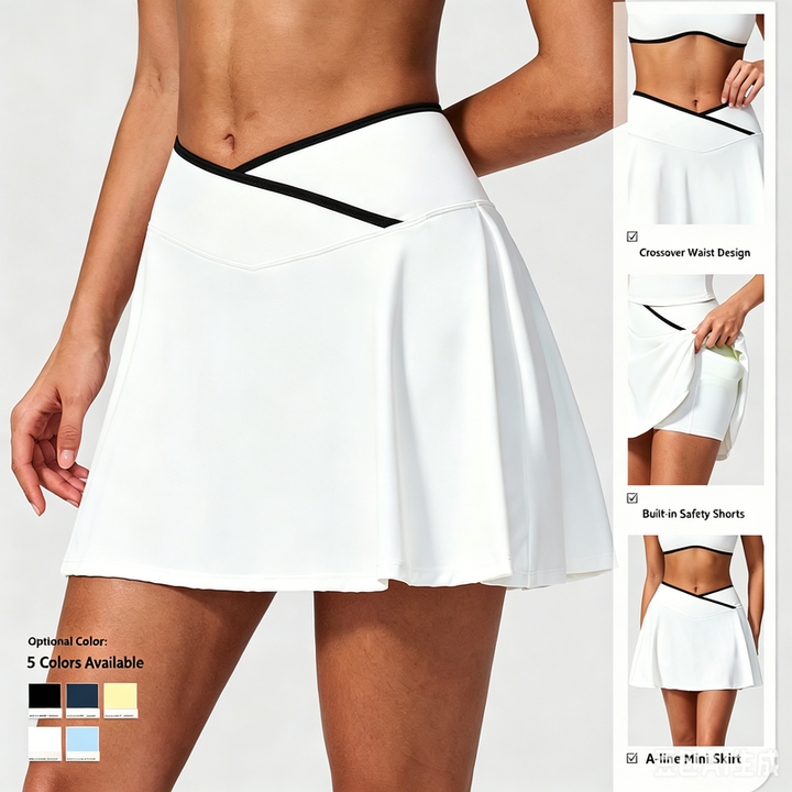 JY New Arrival High Waist Plus Size Yoga Skirt with Built-in Shorts for Women Athletic Tennis Wear Seamless Elastic 10 Piece Set
