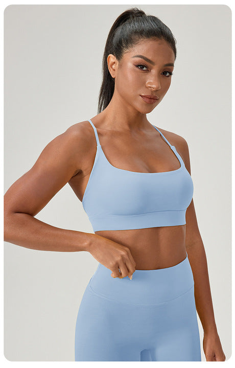 JY Custom Logo Comfortable Halter Minimal Deportes Adjustable Straps Gym Yoga Backless Women Fitness Workout Sports Bra OEM ODM