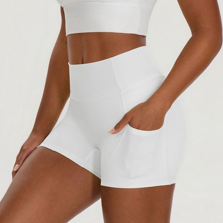 JY 2026 New Style High Waist Solid Yoga Shorts for Women with Pockets Butt Lifting Four-Way Stretch Summer for Workout Training