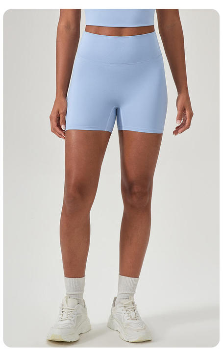JY European American Style High Waist Ruched Sexy Peach Butt Tight Spandex/Nylon Sports Shorts Women's Stretchy Hip-Lifting Yoga