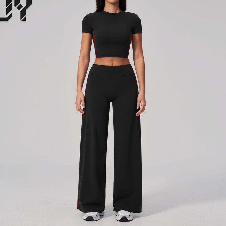 Hot-Selling Sheer, Flowing, High-Waisted, Slimming Outdoor Sports Tank Top and Wide-Leg Pants Set
