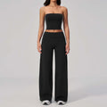 Hot-Selling Strapless Bandeau Top and High-Waisted Wide-Leg Pants Yoga Set: Back-Flaunting, Stylish, and Fitness-Friendly