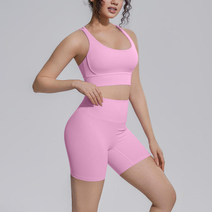 JY Gym Sports Bra Butt Lifting Yoga Outfits Women's Gym Clothes Material Yoga Shorts Sets Ladies Seamless Hip Yoga Shorts Sets