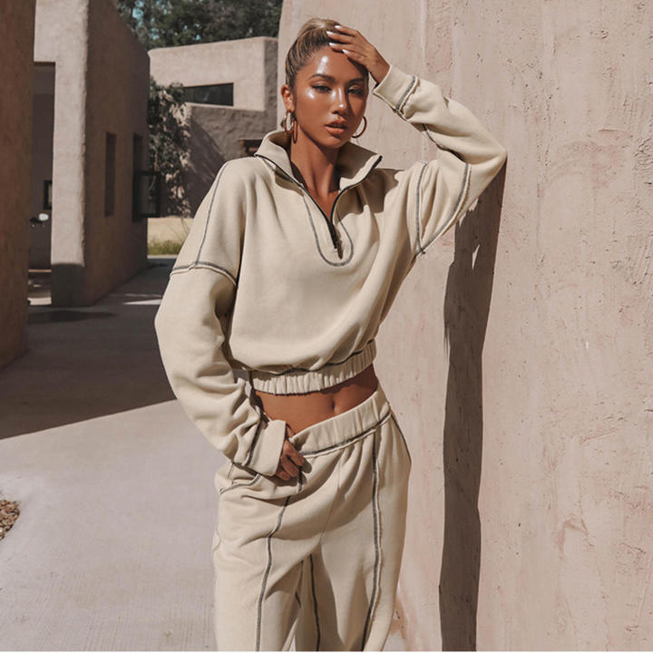 Joyyoung Tracksuit Women Two Piece Set Tops and Long Pants Split Out Sportsuit Clothes for Women Outfit
