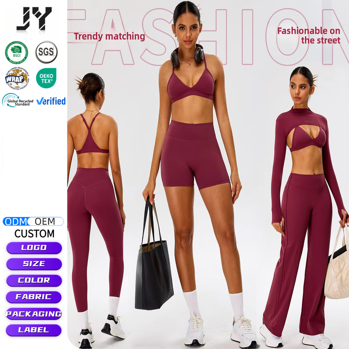 Joyyoung Autumn Winter Spandex/Nylon Ammonia Double-Milled Breathable Warm Yoga Set Womens Nude-Feel High-Waist Hip-Lifting