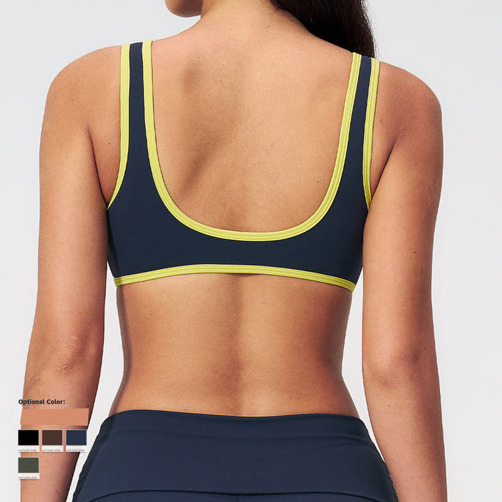 JY Contrast Color Women's Sports Bra Women's Lightweight Breathable Sports Bra Color Blocking Yoga Top for Outdoor Fitness Wear