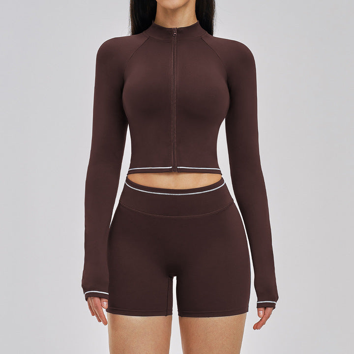 Joyyoung High Quality Solid Bra Legging Jacket Fitness Set Open Back High Waist Breathable Sports Suit Women Outdoor Running