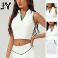 JY New Slim Fit Custom OEM Fashion POLO Shirt Collar Tennis Wear Sports Vest Sweat-absorbent Sleeveless Tops Women's Yoga Wear