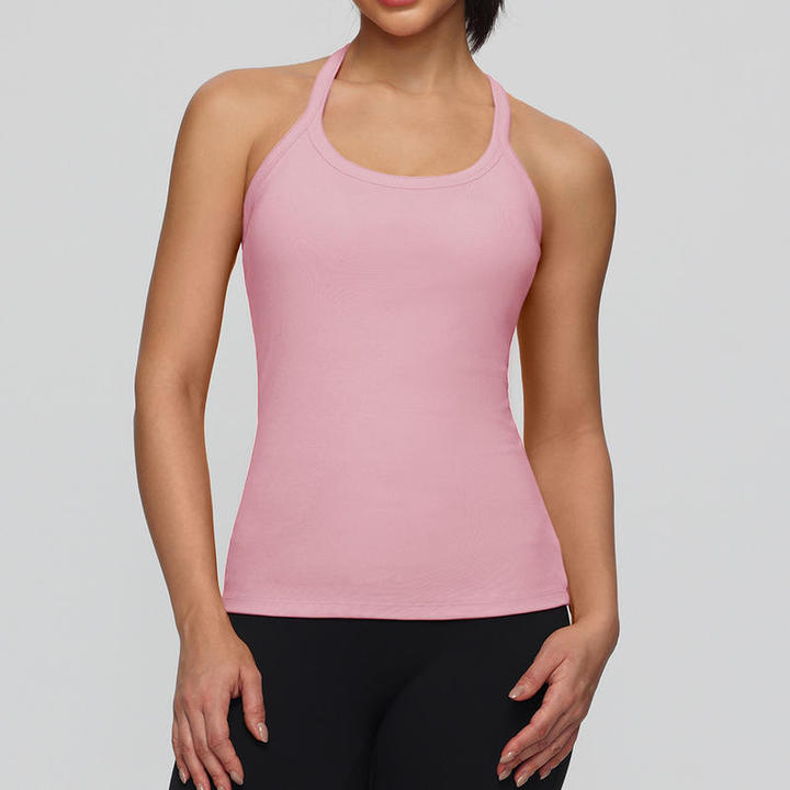 JY 2026 High Quality Ladies Fitness Sportswear with Four-Way Stretch Quick Dry Breathable Halter Workout Crop Top for Women