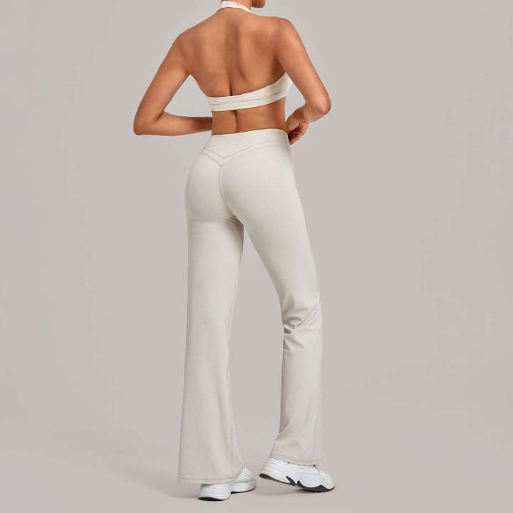 JY Custom Logo Women's Sets 2 Piece Set Sport Bra Top and Flared Pants Active Wear Workout Clothes Gym Fitness Clothing Yoga Set