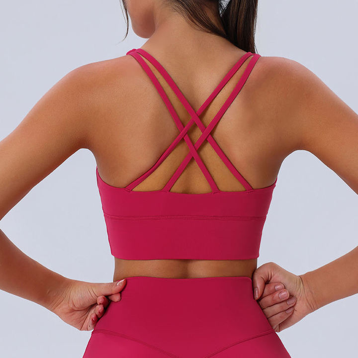 JY New Women's Sexy Back Cross Double Straps Sports Bra Breathable Four-Way Stretch Gym Fitness Yoga Tops for Sports Enthusiasts