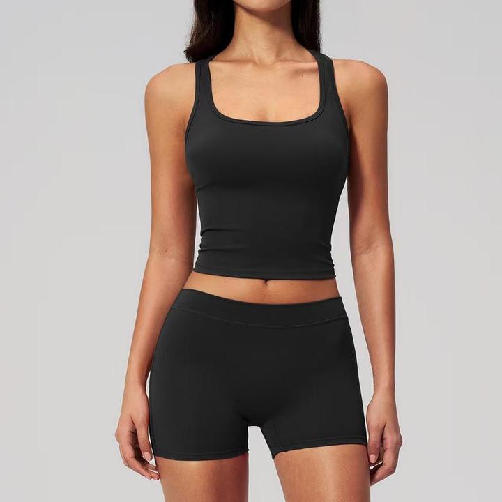 JY Custom Logo Comfortable Olid 2-Piece Workout Outfit Seamless Breathable Lightweight Sport Bra Tummy Control Shorts Quick Dry