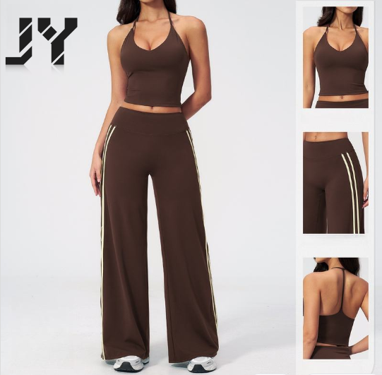 JY New Arrival Naked Feeling Women V Neck Beauty Back Yoga Set Quick Dry Breathable Running Workout Fitness Sportswear Suit