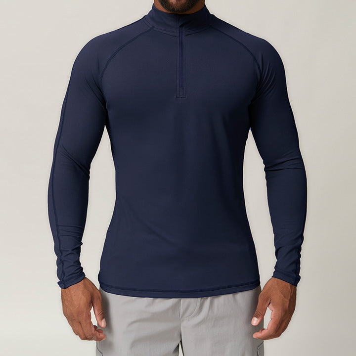 JY Custom Sports Quick-drying Zipper Long-sleeved T-shirt Running Fitness Home Commuter Casual Top for Men