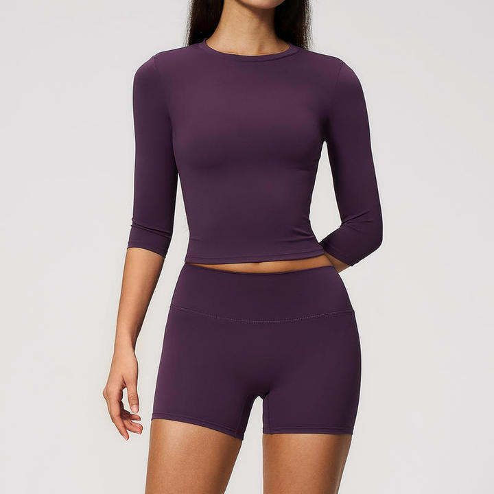 JY New Arrival High Quality Customized Short Sleeved Slim Top High Waist Tight Fitness Sport Shorts 2 Pieces Yoga Sets for Women