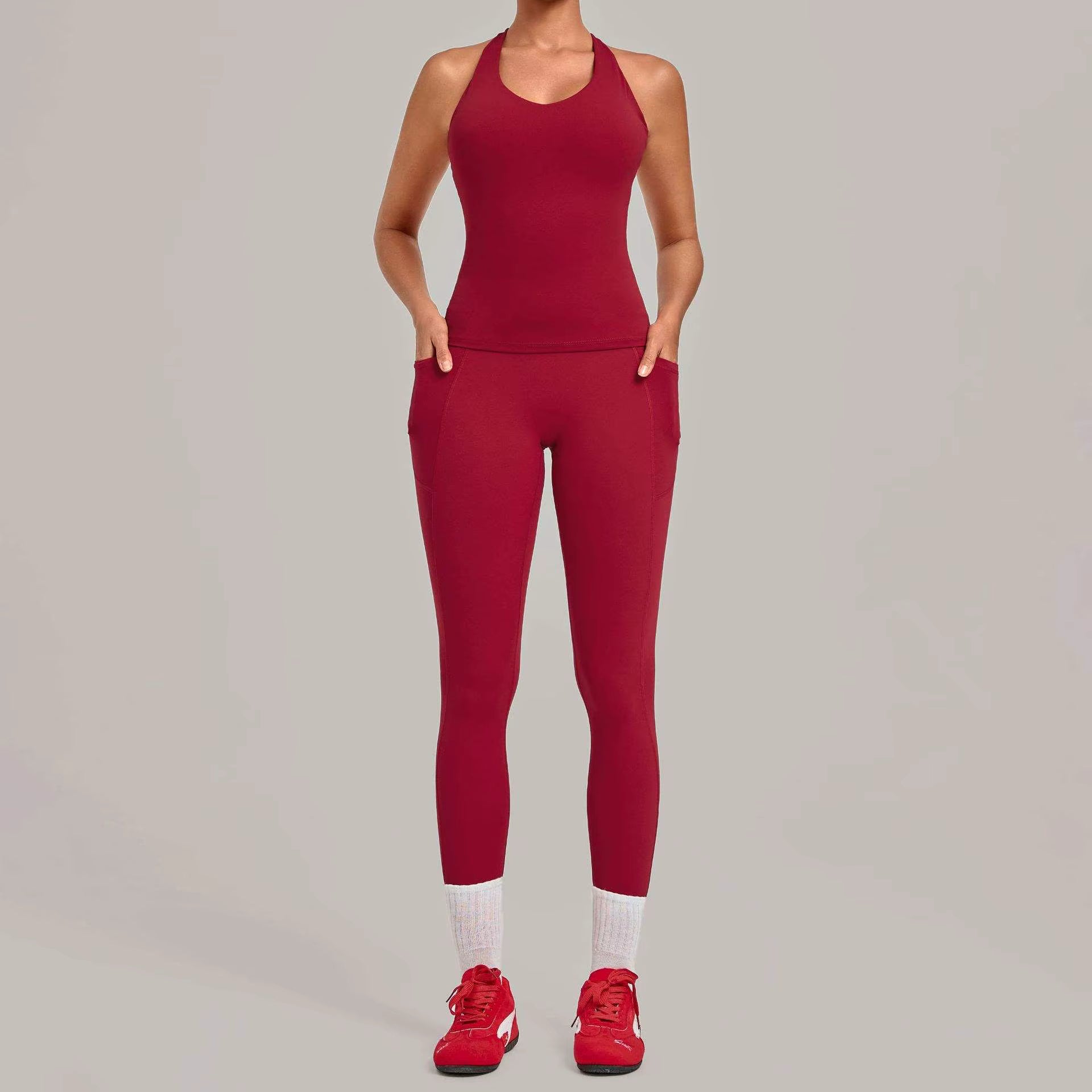 Deep V Sports Tank & Leggings Set