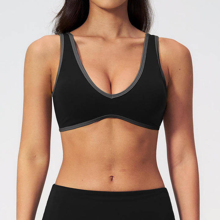 JY Contrast Color Women's Sports Bra Women's Lightweight Breathable Sports Bra Color Blocking Yoga Top for Outdoor Fitness Wear