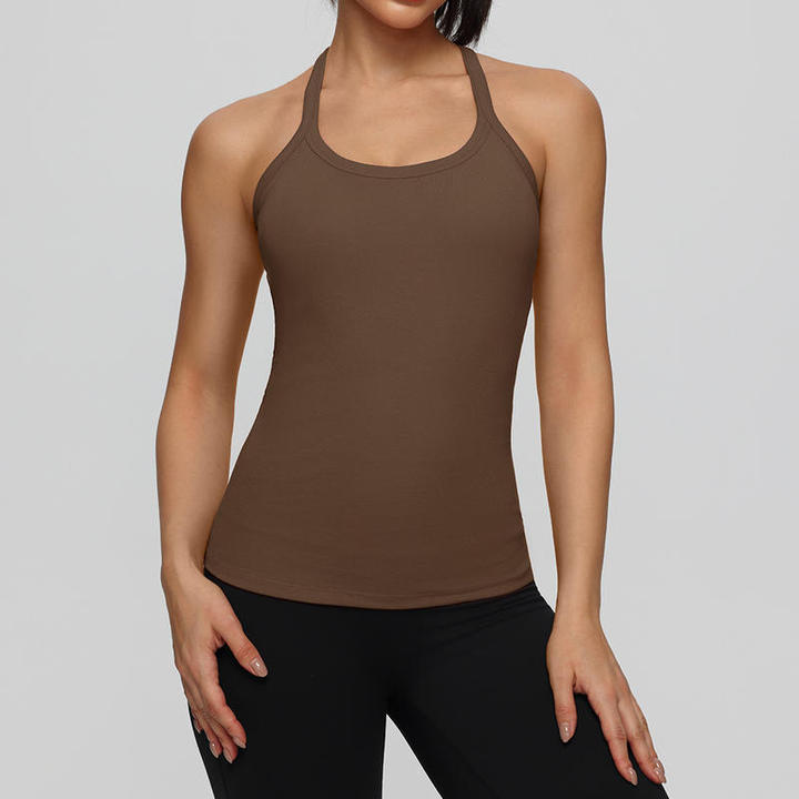 JY 2026 High Quality Ladies Fitness Sportswear with Four-Way Stretch Quick Dry Breathable Halter Workout Crop Top for Women