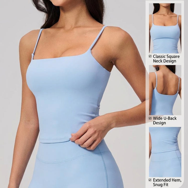 JY Brushed Breathable Lightweight Yoga Tank Top Four-Way Stretch Hollow-Back Design Double Shoulder Straps Front Sports Outdoor