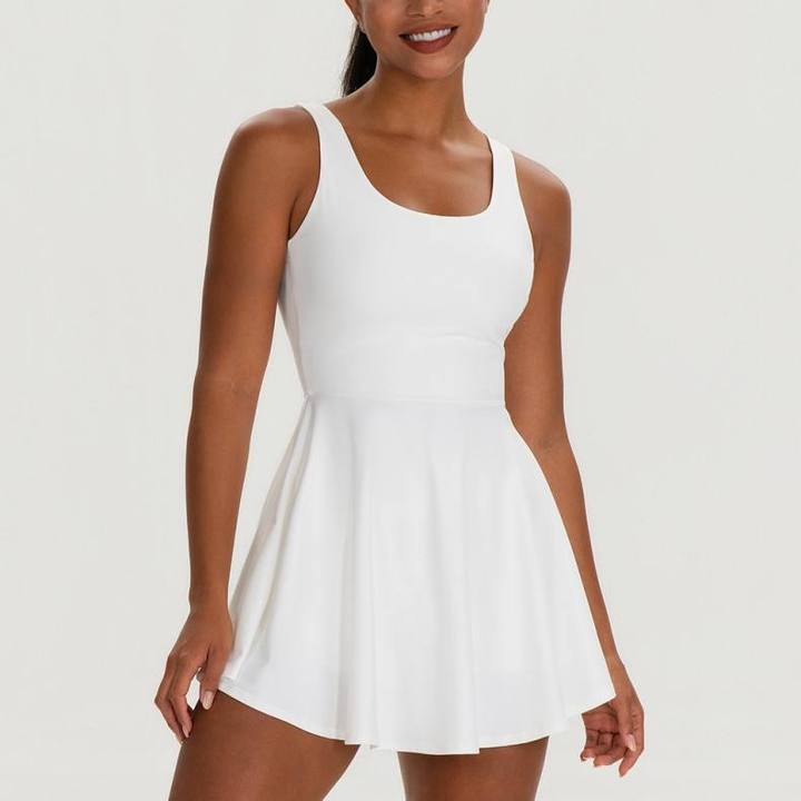 JY Brushed Tennis Dress New Style Sleeveless Solid Sport Dress with Chest Pad for Women Custom logo Running Fitness Tennis Dress