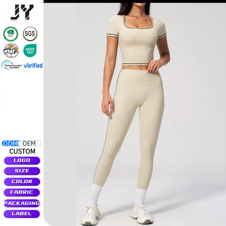 Joyyoung Buttery Soft Brushed Yoga Set Women 2 Piece Set Slim Fit Cropped Gym Outfits Butt Lifting Workout Clothing Activewear