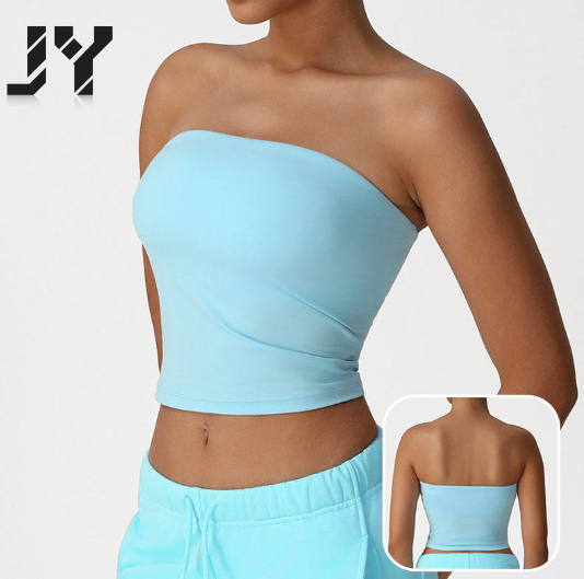 JY 2026 High Quality Strapless Women's Yoga Tank Seamless Shockproof Breathable Gym Clothing Lightweight Reversible XL Beautiful