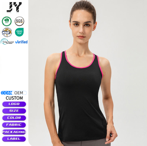 JY 2026 High Quality Ladies Fitness Yoga Workout Sleeveless Crop Tops With Pads Women Breathable Soft Sports Gym Crop Tank Tops