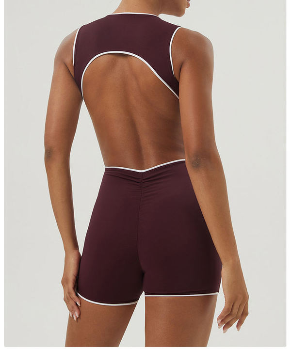 JY New Arrival Fashion High Elastic Hollow Out Back Fitness Yoga Bodysuit Skin Friendly Breathable Workout Jumpsuit Sportswear