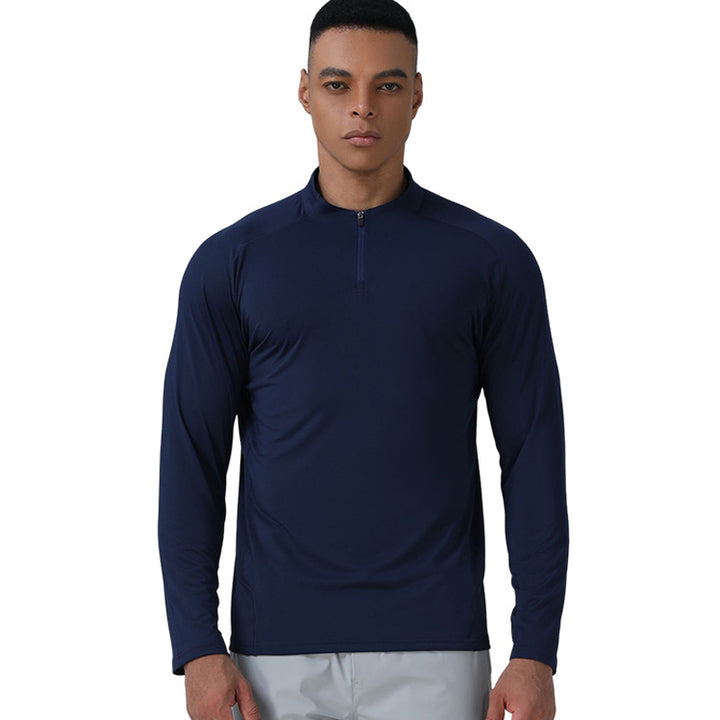 Men's Polartec Fleece Half-Zip Jersey Loose Fit Winter Thermal Base Layer for Running & Cycling Solid Pattern Plain Dyed