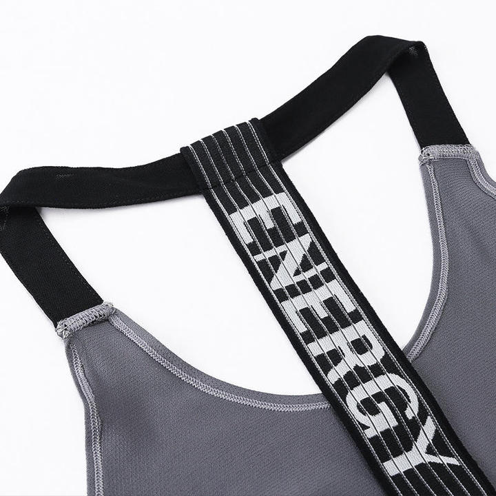 JY 2026 New Sleeveless Racerback Sports Tank Top for Women "ENERGY" Strap T-Back Design Loose Fit Quick-Drying Gym Workout Top
